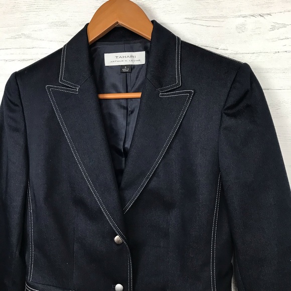 TAHARI DARK DENIM JACKET - Picture 2 of 7